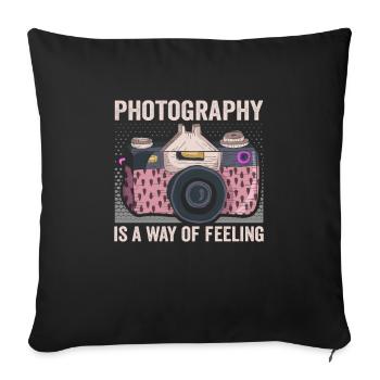 La photographie est une façon de ressentir le photographe - Housse de coussin décorative 45 x 45 cm - noir - Devant