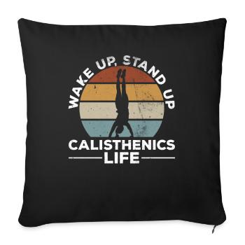 Vintage Calisthenics Life Retro Klimmzüge Retro - Sofakissenbezug 45 x 45 cm - Schwarz - Vorne