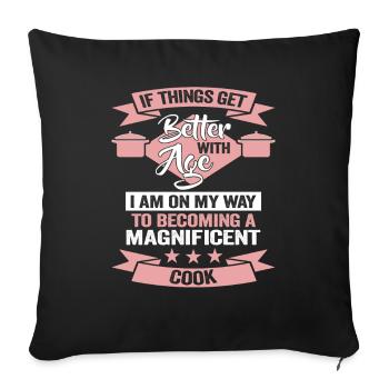 Cooking Hobby Chef Chef Birthday Cooking Motif - Sofa pillowcase 17,3'' x 17,3'' (45 x 45 cm) - black - Front