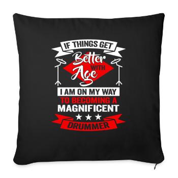 Batteur dans un groupe | Batteur Musicien - Housse de coussin décorative 45 x 45 cm - noir - Devant