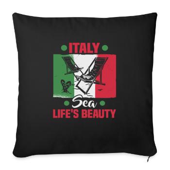 Italie vacances à la plage au bord de la mer Design beach motif - Housse de coussin décorative 45 x 45 cm - noir - Devant