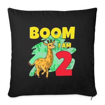 Girafe 2ème anniversaire - Housse de coussin décorative 45 x 45 cm - noir - Devant