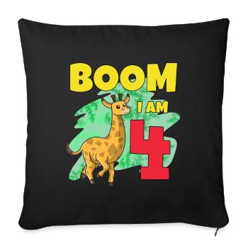 4th birthday giraffe - Sofa pillowcase 17,3'' x 17,3'' (45 x 45 cm) - black - Front