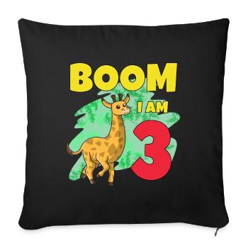3ème anniversaire girafe - Housse de coussin décorative 45 x 45 cm - noir - Devant
