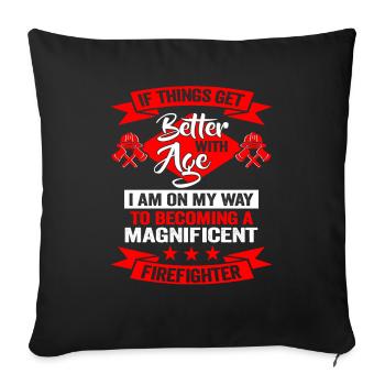 Firefighter Birthday Fire Brigade - Sofa pillowcase 17,3'' x 17,3'' (45 x 45 cm) - black - Front