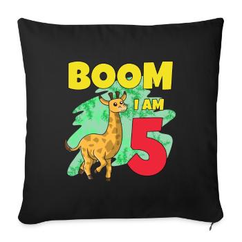 5th birthday giraffe - Sofa pillowcase 17,3'' x 17,3'' (45 x 45 cm) - black - Front
