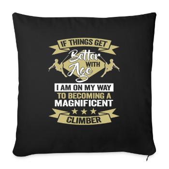 Anniversaire du grimpeur Dire escalade - Housse de coussin décorative 45 x 45 cm - noir - Devant