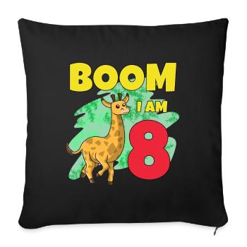 8th birthday giraffe - Sofa pillowcase 17,3'' x 17,3'' (45 x 45 cm) - black - Front