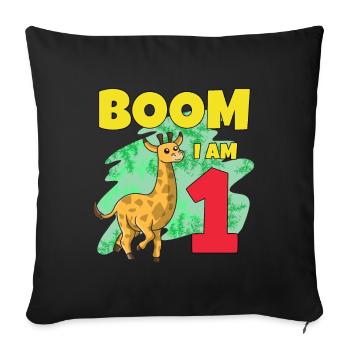 1st birthday giraffe - Sofa pillowcase 17,3'' x 17,3'' (45 x 45 cm) - black - Front