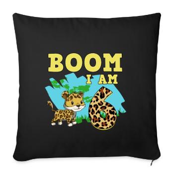 6th birthday Jaguar - Sofa pillowcase 17,3'' x 17,3'' (45 x 45 cm) - black - Front