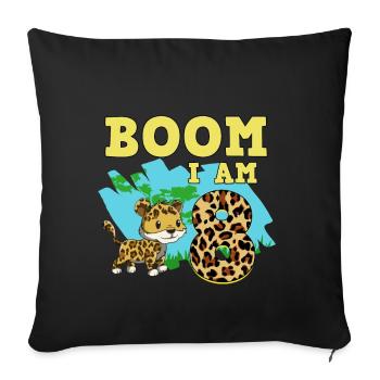 8th birthday Jaguar - Sofa pillowcase 17,3'' x 17,3'' (45 x 45 cm) - black - Front