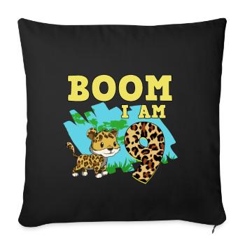 9th birthday Jaguar - Sofa pillowcase 17,3'' x 17,3'' (45 x 45 cm) - black - Front