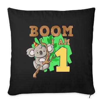 1st birthday koala - Sofa pillowcase 17,3'' x 17,3'' (45 x 45 cm) - black - Front