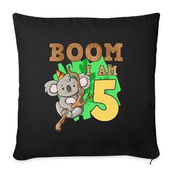 5th birthday koala - Sofa pillowcase 17,3'' x 17,3'' (45 x 45 cm) - black - Front