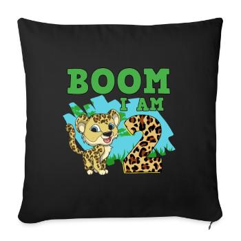 2ème anniversaire léopard - Housse de coussin décorative 45 x 45 cm - noir - Devant
