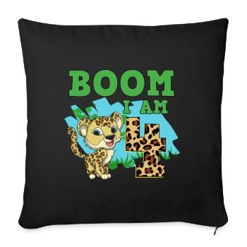 4th birthday leopard - Sofa pillowcase 17,3'' x 17,3'' (45 x 45 cm) - black - Front