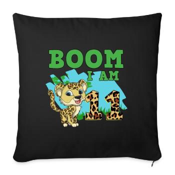 11th birthday leopard - Sofa pillowcase 17,3'' x 17,3'' (45 x 45 cm) - black - Front