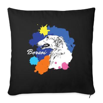 Borzoi Borzoi Colorful Dog Dog Dog - Sofa pillowcase 17,3'' x 17,3'' (45 x 45 cm) - black - Front