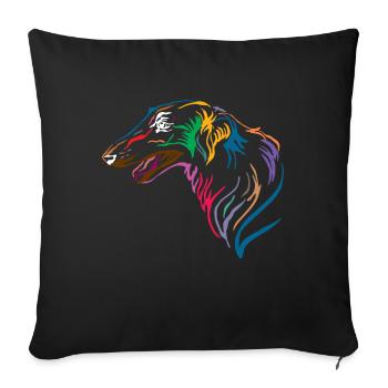 Borzoi Borzoi Colors Dog Dog Dog - Sofa pillowcase 17,3'' x 17,3'' (45 x 45 cm) - black - Front