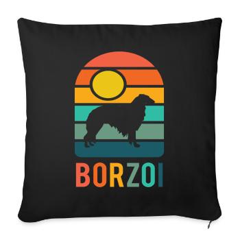 Borzoi Borzoi Retro Dog Pooch - Sofa pillowcase 17,3'' x 17,3'' (45 x 45 cm) - black - Front