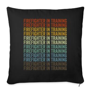 Firefighter in training Firefighter Brandbek - Sofa pillowcase 17,3'' x 17,3'' (45 x 45 cm) - black - Front