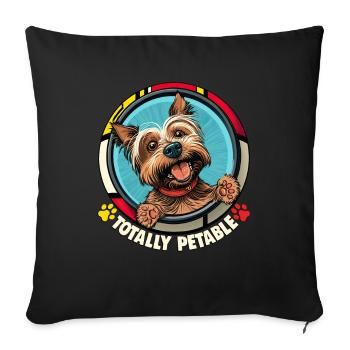 Chiens Dessin animé Yorkshire Terrier Design - Housse de coussin décorative 45 x 45 cm - noir - Devant
