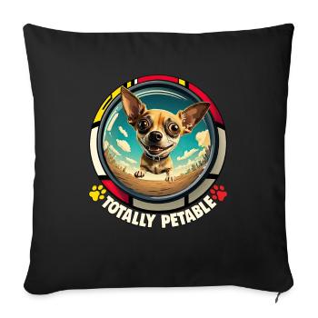 Dog Cartoon Chihuahua Design pour les amoureux des chiens - Housse de coussin décorative 45 x 45 cm - noir - Devant