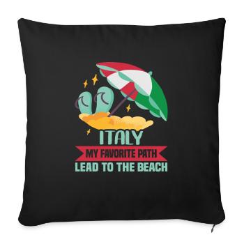 Italie vacances à la plage au bord de la mer Design beach motif - Housse de coussin décorative 45 x 45 cm - noir - Devant