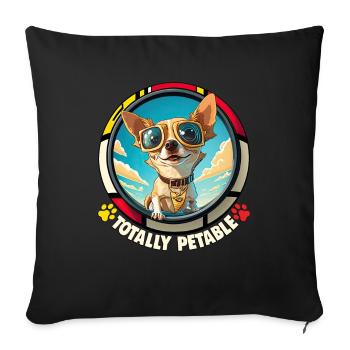 Dog Cartoon Chihuahua Design pour les amoureux des chiens - Housse de coussin décorative 45 x 45 cm - noir - Devant