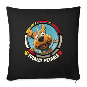 Chiens Dessin animé Yorkshire Terrier Design - Housse de coussin décorative 45 x 45 cm - noir - Devant