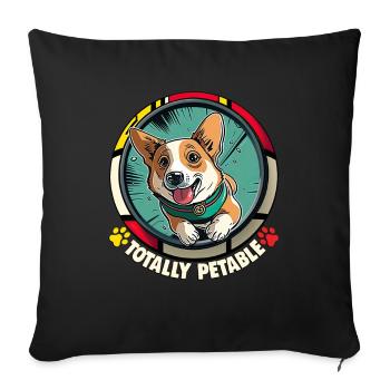 Dogs CartoonWelsh Corgi Design for Dog Lovers - Sofa pillowcase 17,3'' x 17,3'' (45 x 45 cm) - black - Front