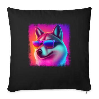 Dog Cartoon Huskie Design pour les amoureux des chiens - Housse de coussin décorative 45 x 45 cm - noir - Devant