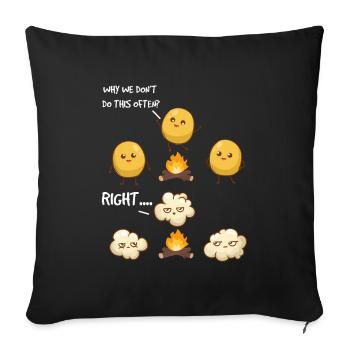 Popcorn Camping Witziges Zitat Popcorn - Sofakissenbezug 45 x 45 cm - Schwarz - Vorne