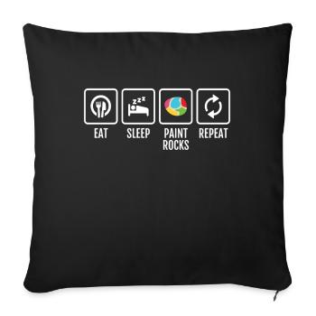Eat Sleep Paint Rocks Repeat - Sofakissenbezug 45 x 45 cm - Schwarz - Vorne