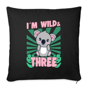 Im Wild And 3 Years-Old Bday Party Gift Koala - Sofa pillowcase 17,3'' x 17,3'' (45 x 45 cm) - black - Front