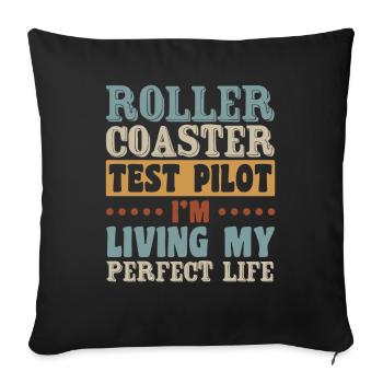 Vintage Roller Coaster Test Pilot Perfect Life - Housse de coussin décorative 45 x 45 cm - noir - Devant