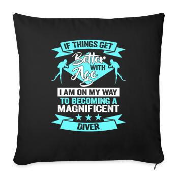 Scuba Diver Birthday Instructor Snorkeling - Sofa pillowcase 17,3'' x 17,3'' (45 x 45 cm) - black - Front