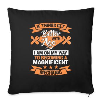 Car mechanic birthday car mechanic - Sofa pillowcase 17,3'' x 17,3'' (45 x 45 cm) - black - Front