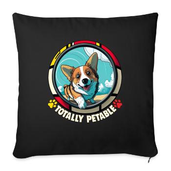 Dogs CartoonWelsh Corgi Design for Dog Lovers - Sofa pillowcase 17,3'' x 17,3'' (45 x 45 cm) - black - Front
