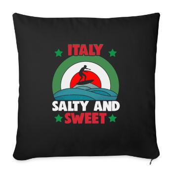 Italie vacances à la plage au bord de la mer Design beach motif - Housse de coussin décorative 45 x 45 cm - noir - Devant