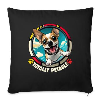 Dog Cartoon Chihuahua Design pour les amoureux des chiens - Housse de coussin décorative 45 x 45 cm - noir - Devant
