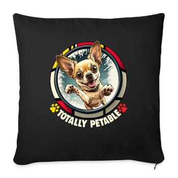 Dog Cartoon Chihuahua Design pour les amoureux des chiens - Housse de coussin décorative 45 x 45 cm - noir - Devant