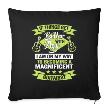 Guitariste anniversaire guitariste musicien - Housse de coussin décorative 45 x 45 cm - noir - Devant