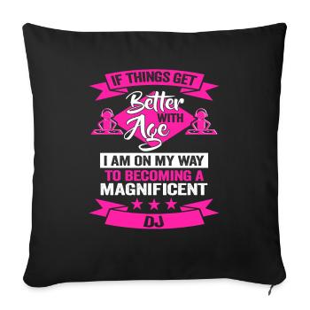 DJ Anniversaire Musicien Producteur de musique - Housse de coussin décorative 45 x 45 cm - noir - Devant