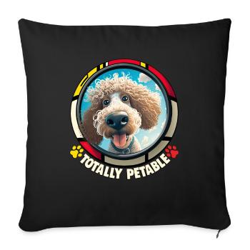 Dog Cartoon Poodle Design pour les amoureux des chiens - Housse de coussin décorative 45 x 45 cm - noir - Devant