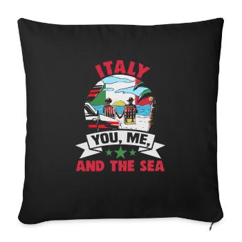 Italie vacances à la plage au bord de la mer Design beach motif - Housse de coussin décorative 45 x 45 cm - noir - Devant