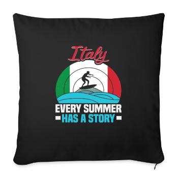 Italie vacances à la plage au bord de la mer Design beach motif - Housse de coussin décorative 45 x 45 cm - noir - Devant