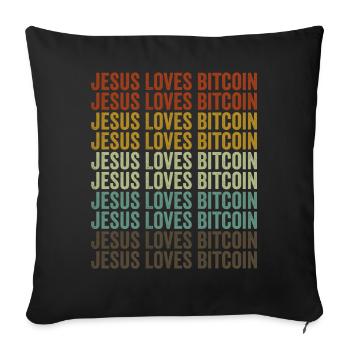 Jésus aime Bitcoin - Housse de coussin décorative 45 x 45 cm - noir - Devant