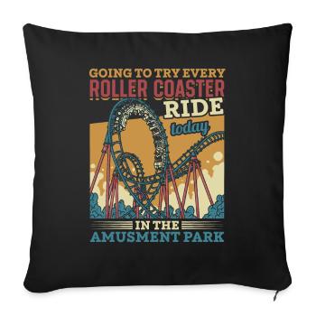 Roller coasters amusement park amusement park Vintage - Sofa pillowcase 17,3'' x 17,3'' (45 x 45 cm) - black - Front