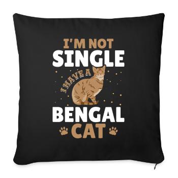 Single Bengal Cat Single Life Cat Friend - Sofa pillowcase 17,3'' x 17,3'' (45 x 45 cm) - black - Front